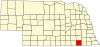 Map of Nebraska highlighting Jefferson County