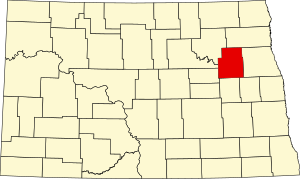 Map of North Dakota highlighting Nelson County