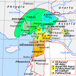 Tabal among the Neo-Hittite states. Ḫubišna (Hupisna) was one of the constituent states of Tabal.