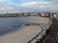 Praias do Orzán e de Riazor separadas pola Coiraza.