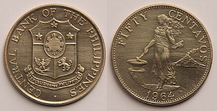 50 Philippine centavos (1964) of the English series.