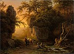 Berglandschap bij ondergaande zon, Barend Cornelis Koekkoek