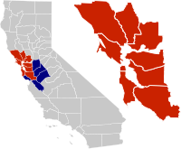 Map of San Francisco Bay Area or Bay Area