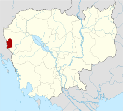 今拜林省在柬埔寨的位置 1994年—1998年柬埔寨民族团结救国临时政府的主要控制区