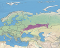 Mapa s fialově vymezenou oblastí