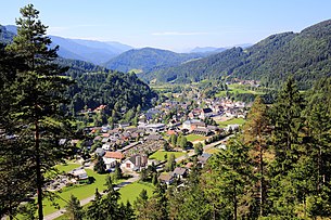 Blick Richtung Südwesten mit dem Ortskern von Lunz am See