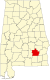 Map of Alabama highlighting Pike County