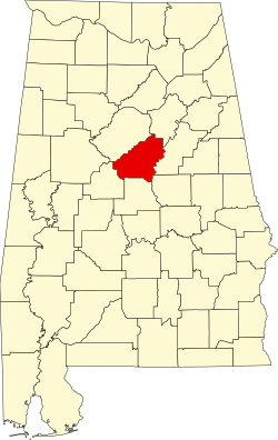 Karte von Shelby County innerhalb von Alabama