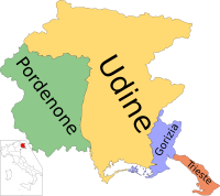 Voormalige provincies van Friuli-Venezia Giulia.