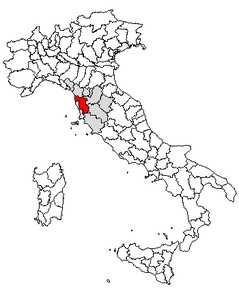 Poziția regiunii Provincia di Pisa