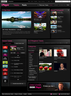 Hafan BBC iPlayer (2011) (Chwaraewr Cyfryngau)