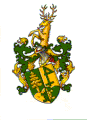 … hinten in Gold eine grüne Hausmarke mit gewendetem Vierkopfschaft und erniedrigter Mittelkreuzsprosse (Pügner)