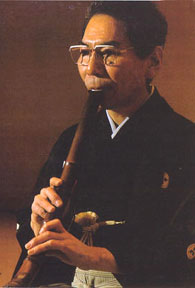 Yamaguchi playing Japanese shakuhachi in c. 1967