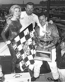 Fred Lorenzen, in victory circle, after winning the 1964 Atlanta 500