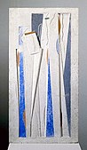 Joseph Csaky, Deux figures, 1920, relief, limestone, polychrome, 80 cm, Kröller-Müller Museum, Otterlo