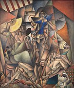 Jean Metzinger, 1912-1913, L’Oiseau bleu (The Blue Bird), oil on canvas, 230 x 196 cm, Musée d'Art Moderne de la Ville de Paris