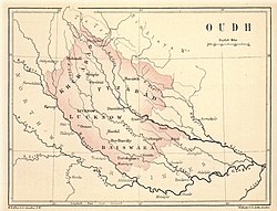 The Kingdom of Oudh in 1856 (red)