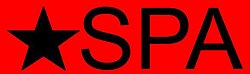 Black on red acronym "SPA" in sans-serif font to the right of black on red star.