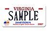 A Virginia license plate reading "SAMPLE"