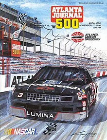 The 1990 Atlanta Journal 500 program cover, featuring Dale Earnhardt.