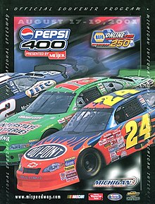 The 2001 Pepsi 400 Presented by Meijer program cover.