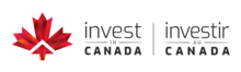 A stylized maple leaf in red tones, and the words "invest in CANADA /investir au Canada" in black.