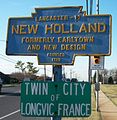 Keystone marker and Sister City sign on Route 23 near Garden Spot High School