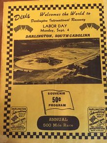 Program promoting the 1950 Southern 500.