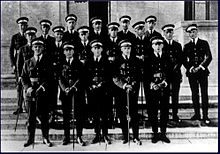 The first group of cadets of the Royal Canadian Naval Air Service being trained at the US Navy Ground School, Walker Hall, Massachusetts Institute of Technology, circa Sept 1918.