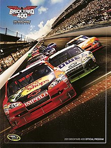 The 2011 Brickyard 400 program cover, featuring Jamie McMurray.