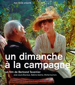 Julisteessa Louis Ducreux ja Sabine Azéma. Monet elokuvan kohtauksista on tehty muistuttamaan Auguste Renoirin maalauksia.