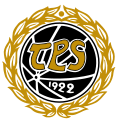 TPS:n logo 1990–2007. ”Pallologon” ympärille lisättiin kultalehvät sen jälkeen, kun joukkue oli voittanut toisen peräkkäisen Suomen-mestaruuden.[9]