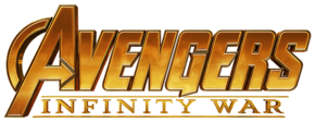 Sur une première ligne "AVENGERS", sur une deuxième "INFINITY WAR", le tout en capitales jaunes dorées.