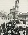 Piazza San Magno durante i lavori di costruzione di Palazzo Malinverni.