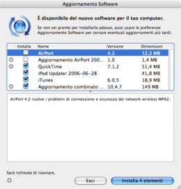 Aggiornamento Software su Mac OS X Tiger