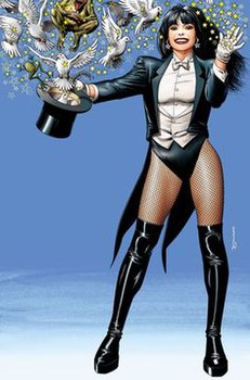 Затанна на обложке графического романа «Zatanna: Everyday Magic» (октябрь 2003). Художник Брайан Болланд