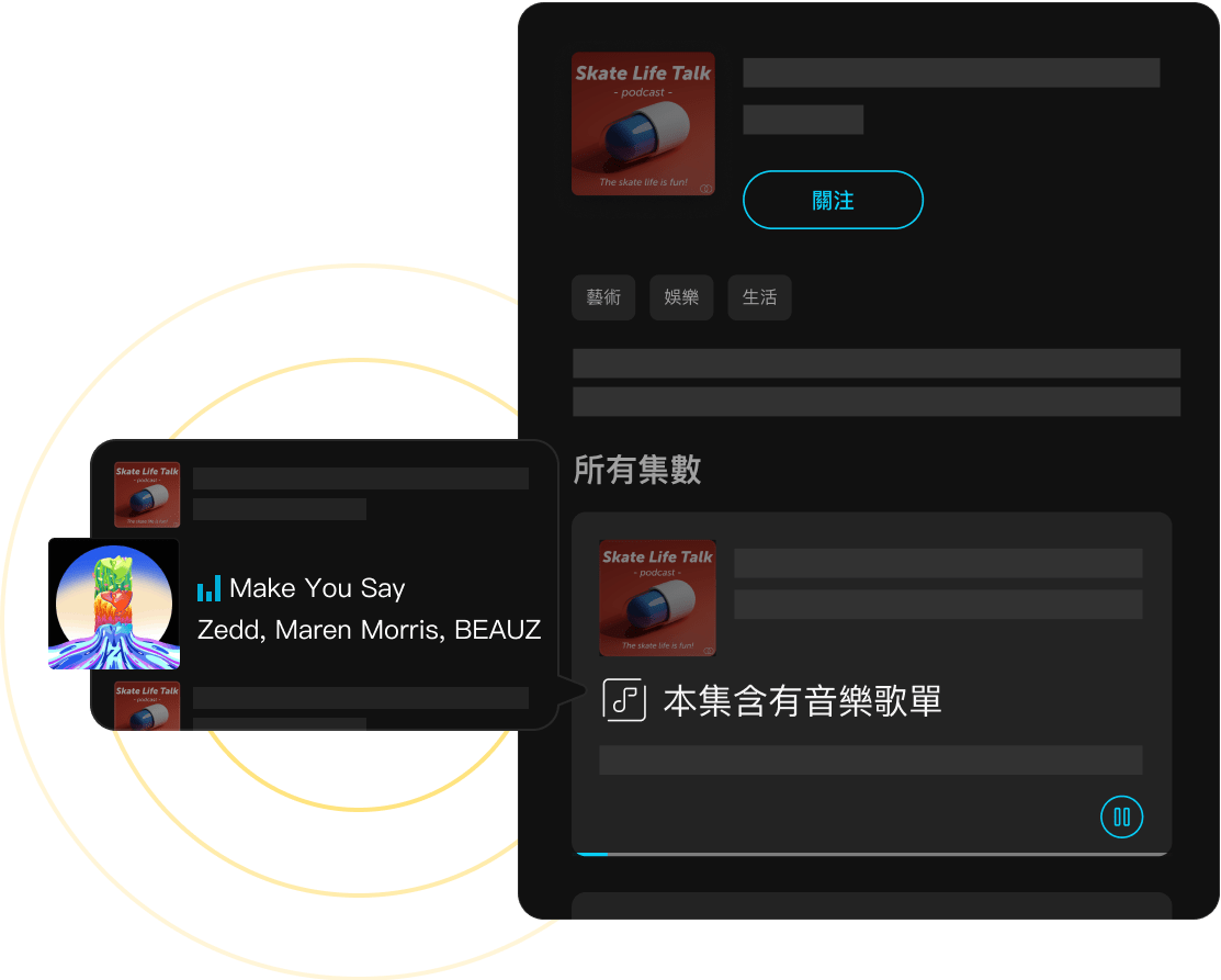 突破音樂版權的限制，讓節目能夠合法嵌入歌曲，有音樂的 Podcast 更精彩