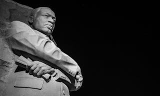 Martin Luther King Jr Memorial in Washington DC at night