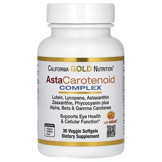 California Gold Nutrition, AstaCarotenoid, комплекс с лютеином, ликопином и астаксантином, 30 растительных мягких таблеток