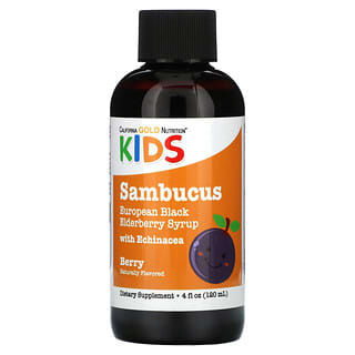 California Gold Nutrition, Sambucus for Kids, Xarope de Baga de Sabugueiro Preto Europeu com Echinacea, 4 fl oz (120 ml)