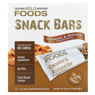 California Gold Nutrition, Foods, Barres caramel & amandes, 12 barres, 40 g chacune