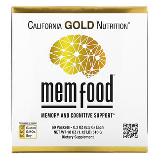 California Gold Nutrition, Alimentos, Memória e Suporte Cognitivo MEM, 60 Pacotes, 8,5 g (0,3 oz) Cada