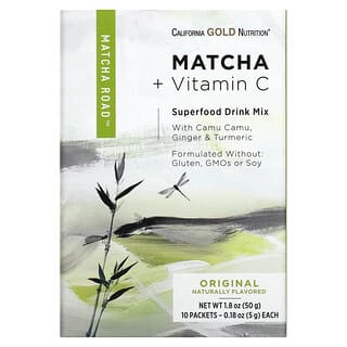 California Gold Nutrition, Matcha Road, Matcha e vitamina C, Sapore originale, 10 pezzi