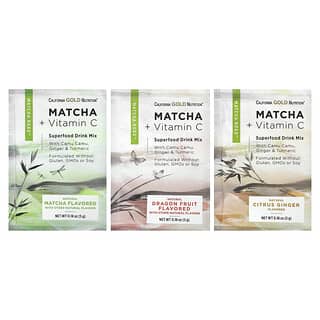 California Gold Nutrition, Matcha Road, Matcha e vitamina C, Pacchetto di prova, 3 pezzi