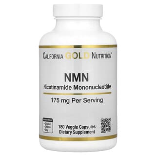 California Gold Nutrition, NMN, Mononucleótido de nicotinamida, 175 mg, 180 cápsulas vegetales