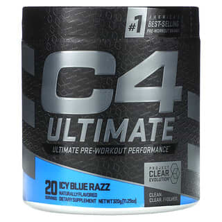 Cellucor‏, C4 Ultimate, תוסף טרום אימון לביצועים אולטימטיביים, Icy Blue Razz,‏ 320 גרם (11.29 אונקיות)