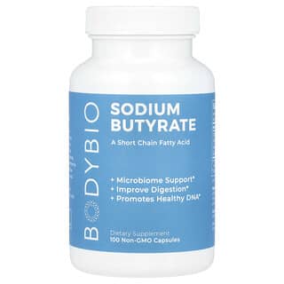 BodyBio, Butirato de sodio, 100 cápsulas sin OGM