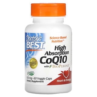 Doctor's Best, High Absorption CoQ10 with BioPerine, 100 mg, 60 Veggie Caps