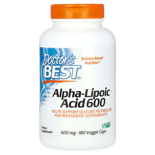 Doctor's Best, Алфа-липоева киселина 600, 600 mg, 180 капсули на растителна основа