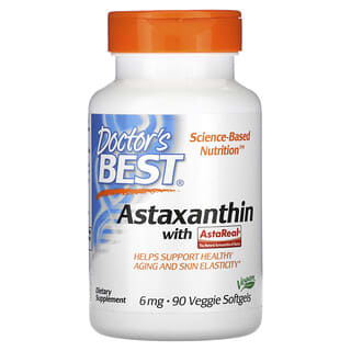 Doctor's Best, Astaxantina con AstaReal, 6 mg, 90 cápsulas blandas vegetales